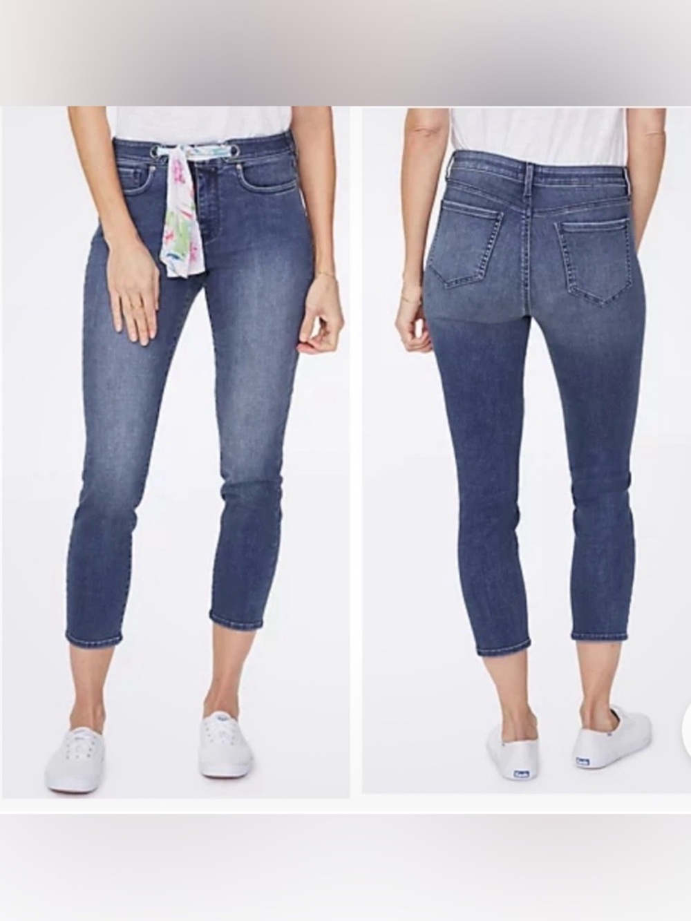NYDJ Mid-Rise Cropped Skinny Jeans - Medium Blue Wash